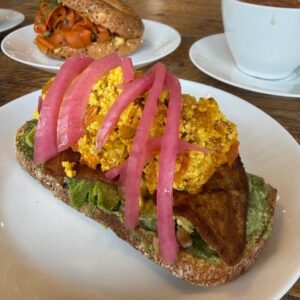 Bacon Egg & Avo Toast, vegan at The Plantisserie, Miami