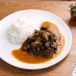 Mushroom Makhani w/ basmati rice, vegan at The Plantisserie, Miami